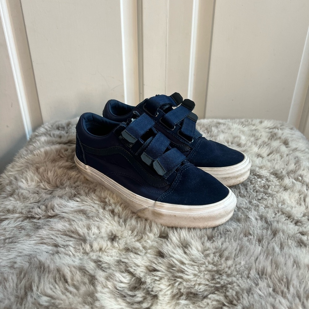 Navy Blue old school vans with Velcro Straps